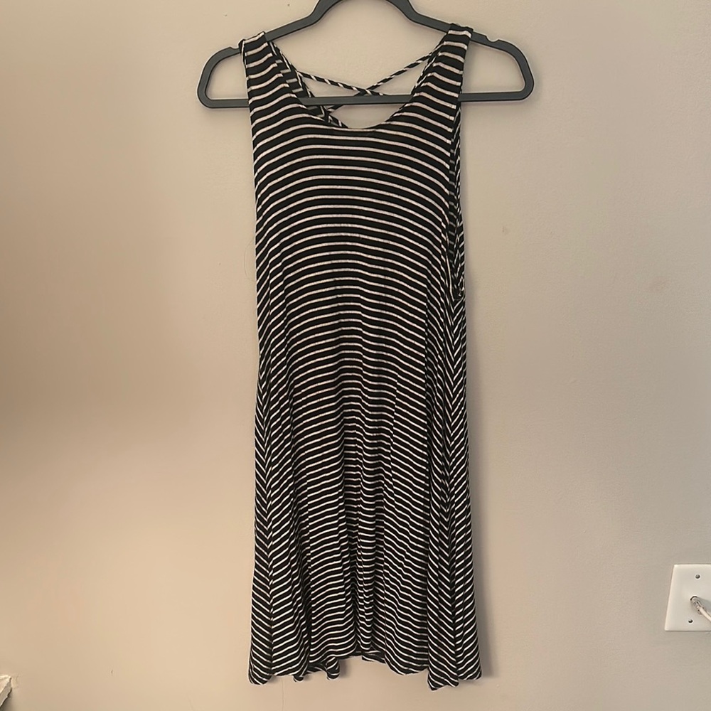 Alya Monochrome Striped Sleeveless Dress